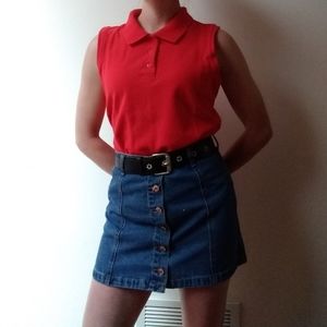 Vintage Pierre Cardin Red Sleeveless Polo Shirt